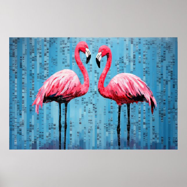 Poster Flamingo Animal Bird Art Decaint (Frente)