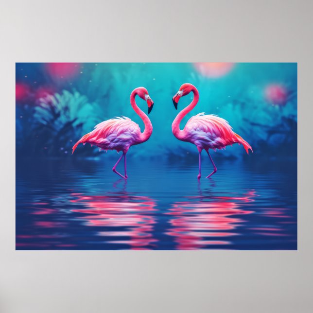Poster Flamingo Animal Bird Wilderness Colorida (Frente)