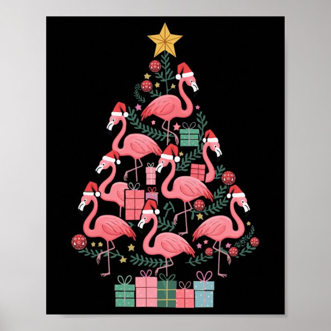 Poster Flamingo Árvore de Natal (Frente)
