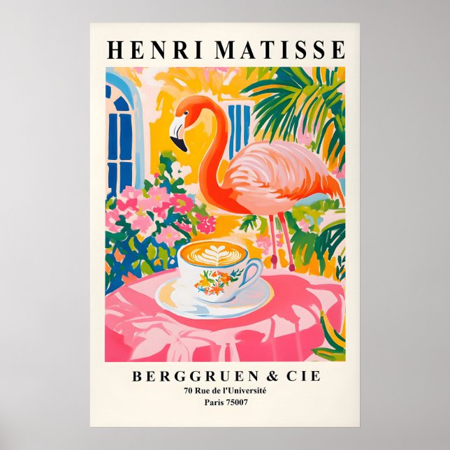 Poster Flamingo Bebendo Café Arte Impressa Henri Matisse (Frente)