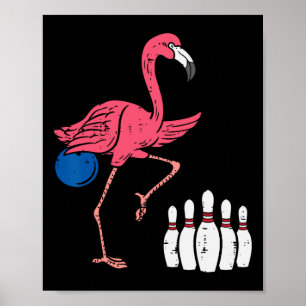 Poster Flamingo Boliche Engraçada Equipe do Esporte Bowle
