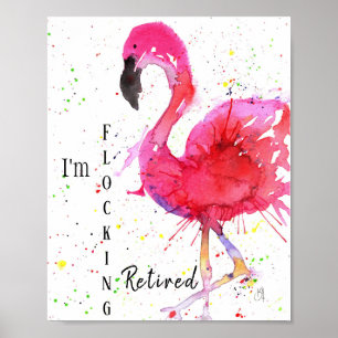 Poster Flamingo, branco e cor-de-rosa, 8X10"