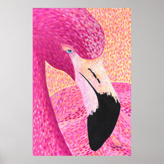 Poster Flamingo, Cabeça Grande, De Toranja Rosa, Apenas D