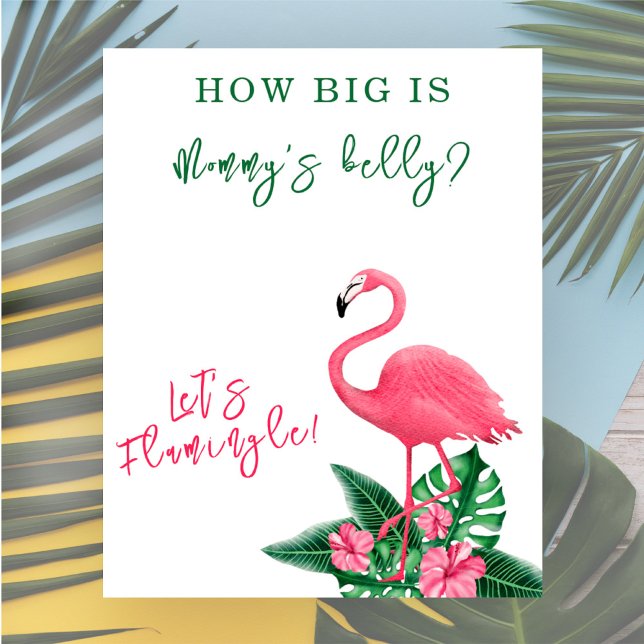 Poster Flamingo chá de fraldas Quão grande é a barriga de (Criador carregado)