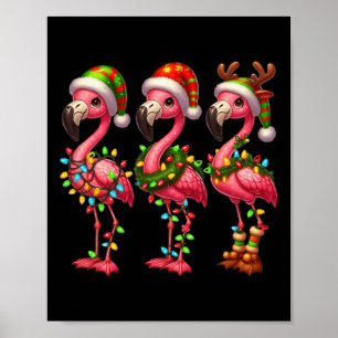 Poster Flamingo Christmas Sarcastic Xmas Lights Flamingo
