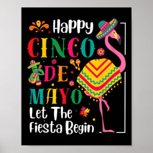 Poster Flamingo Cinco De Mayo Mexicano Fiesta Para Homens