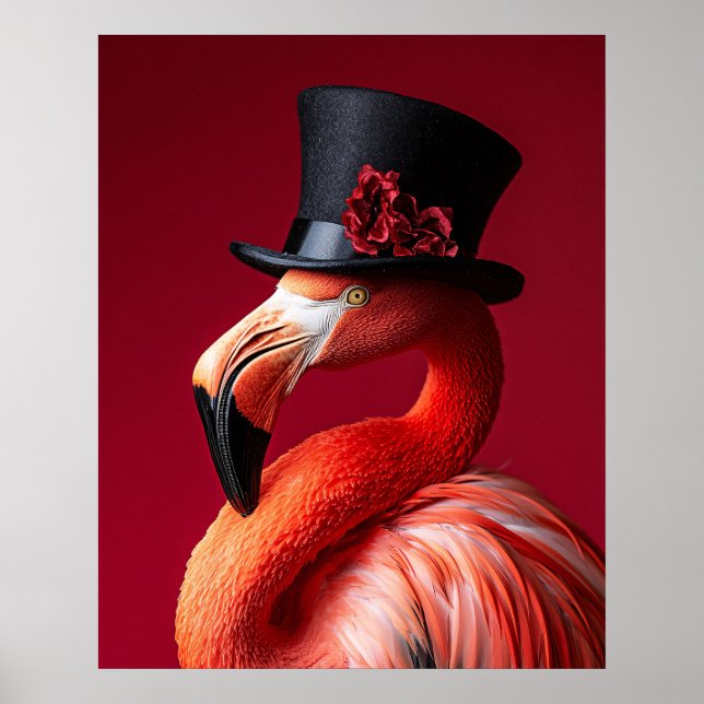 Poster Flamingo com Cartola (Frente)