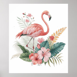 Poster Flamingo Com Flores