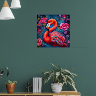 Poster Flamingo com flores