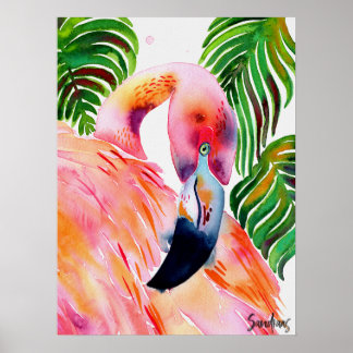 Poster Flamingo Cor-de-Água Rosa