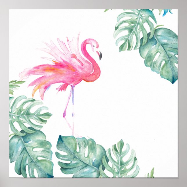 Poster Flamingo Cor-de-Água Tropical Original (Frente)