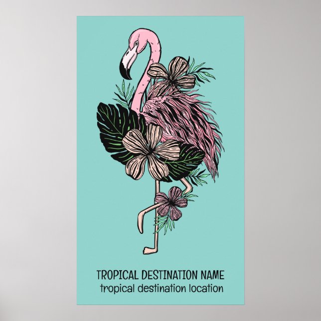 Poster Flamingo Cor-de-Texto Personalizado (Frente)