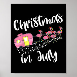 Poster Flamingo de Acampamento de Natal em Julho Camping