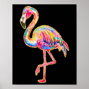 Poster Flamingo de Verão Tropical Havaí Praia Férias de V