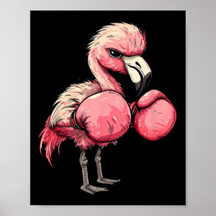 Poster Flamingo Engraçado Com Luvas Rosa Crianças Adultos