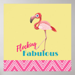 Pôster Flamingo Fabuloso com Flamingo Rosa
