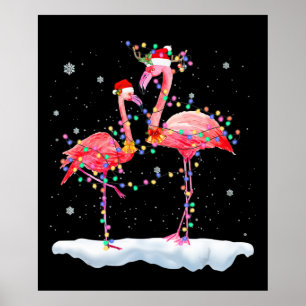 Poster Flamingo   Flamingo Árvore de Natal Santa Hat Xma
