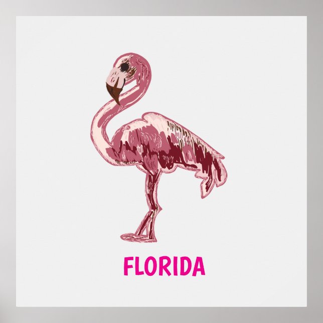 Poster Flamingo gemalter pinker Flamingo  (Frente)