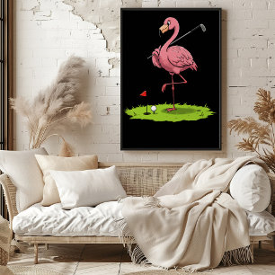Poster Flamingo Golfer sobre o Verde