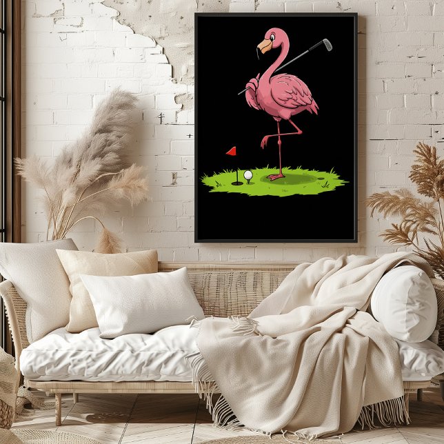 Poster Flamingo Golfer sobre o Verde (Criador carregado)