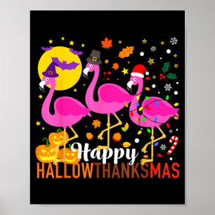Poster Flamingo Halloween Dia de Ação de Graças Natal