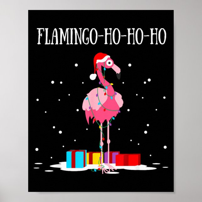 Poster Flamingo Ho Ho Ho Nk Christmas Tree Lights Chain X (Frente)