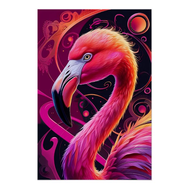 Pôster Flamingo Illustration – Fantasie Flamingo (Frente)