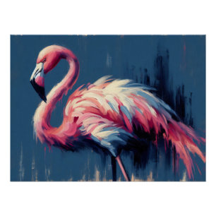 Pôster Flamingo Impressionismo Pintura