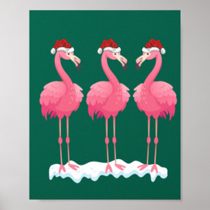 Poster Flamingo Lover Xmas Papais noeis de iluminação ros