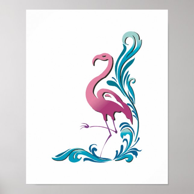 Poster flamingo motif design (Frente)