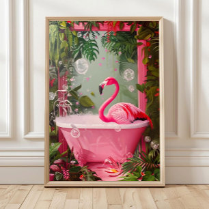Poster Flamingo na Banheira Impressão, Arte de Parede de