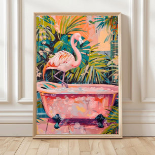 Poster Flamingo na Banheira Impressão, Arte de Parede de