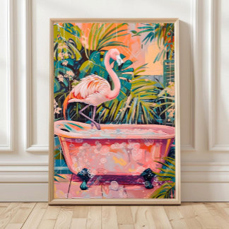 Poster Flamingo na Banheira Impressão, Arte de Parede de