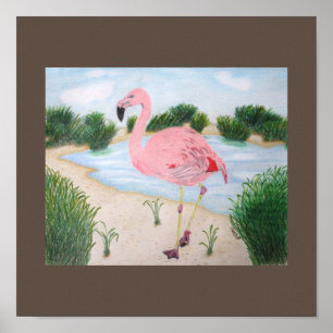 Poster Flamingo na tela do pântano