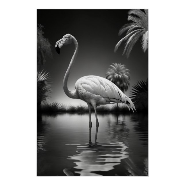 Pôster Flamingo numa Piscina (Frente)