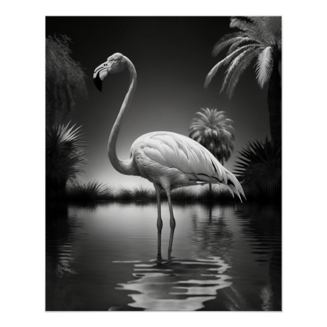 Pôster Flamingo numa Piscina (Frente)