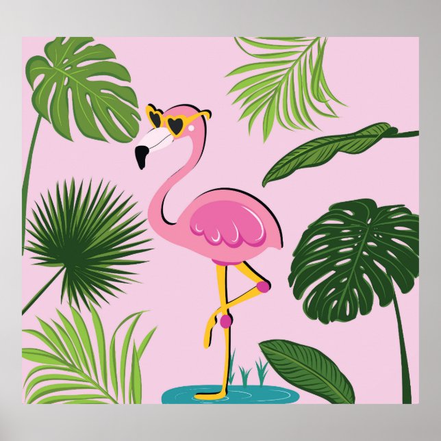 Poster Flamingo Palm Sai Design Tropical (Frente)
