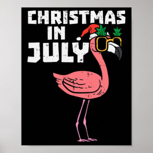 Poster Flamingo Papai Noel Óculos de Sol Natal Em Julho V