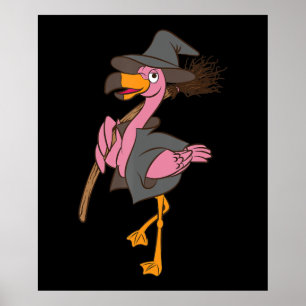 Poster Flamingo Pássaro Rosa Legal da Bruxa Flamingo do