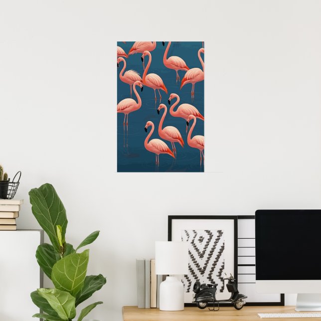 Poster Flamingo Pattern (Escritório em casa)