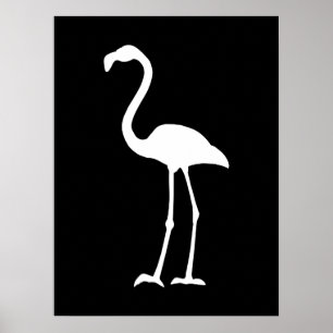 Pôster Flamingo preto e branco