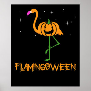 Poster Flamingo  Pumpkin Halloween Flamingbetween Bird Pi