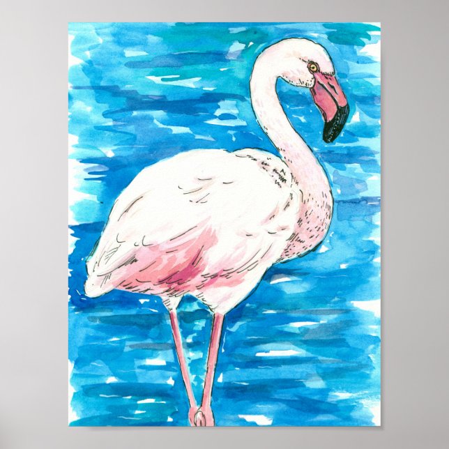 Poster flamingo rosa (Frente)