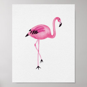 Poster Flamingo Rosa Caprichoso Ave Aquarela