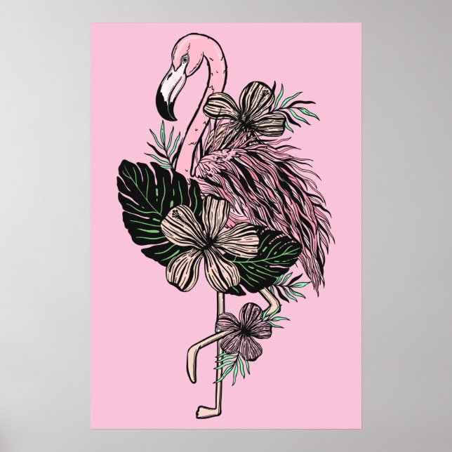 Poster Flamingo Rosa Personalizado (Frente)