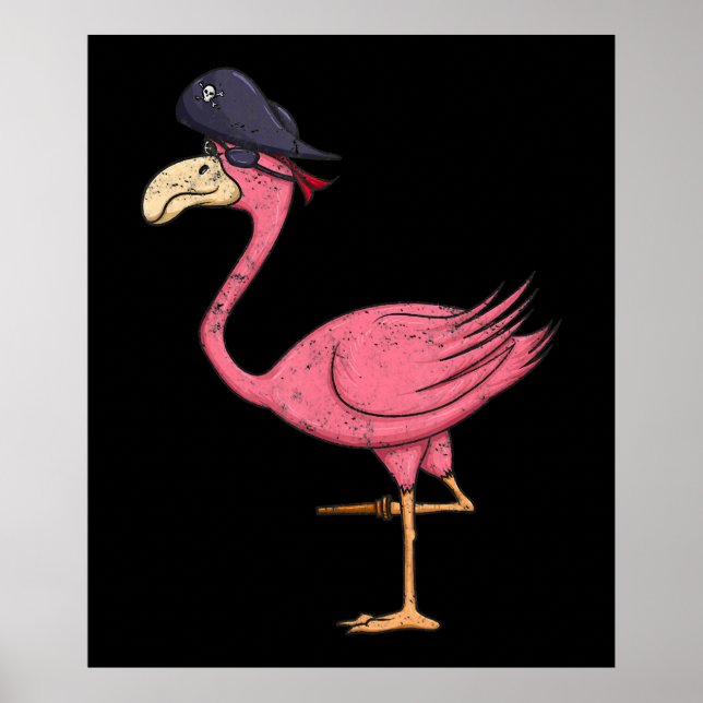 Poster Flamingo Rosa Pirata Com Halloween De Aterro (Frente)