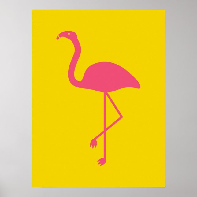 Pôster Flamingo Rosa Simples Silhueta De Pássaro Em Amare (Frente)