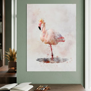 Poster Flamingo Rosa - Watercolor - 01