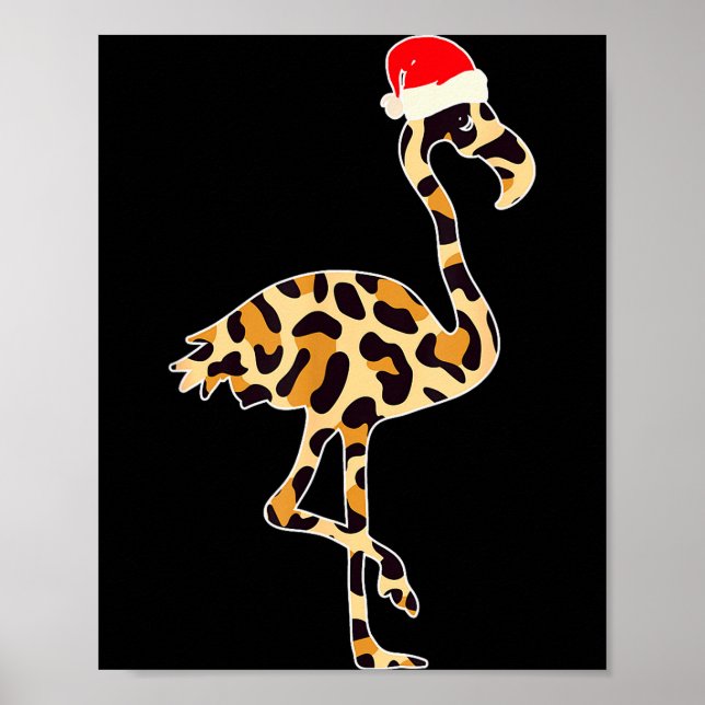 Poster Flamingo Santa Hat Family Matching Christmas Leopa (Frente)