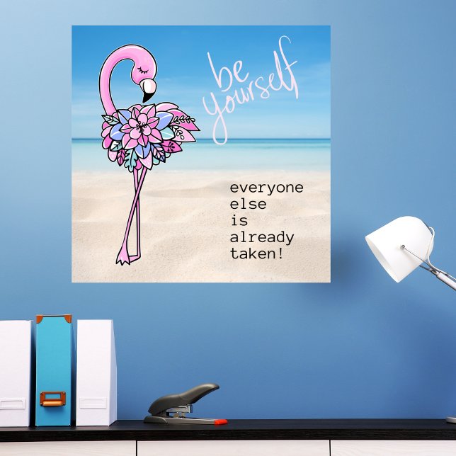 Poster Flamingo Seja Sua Própria Citação Inspiradora (Criador carregado)